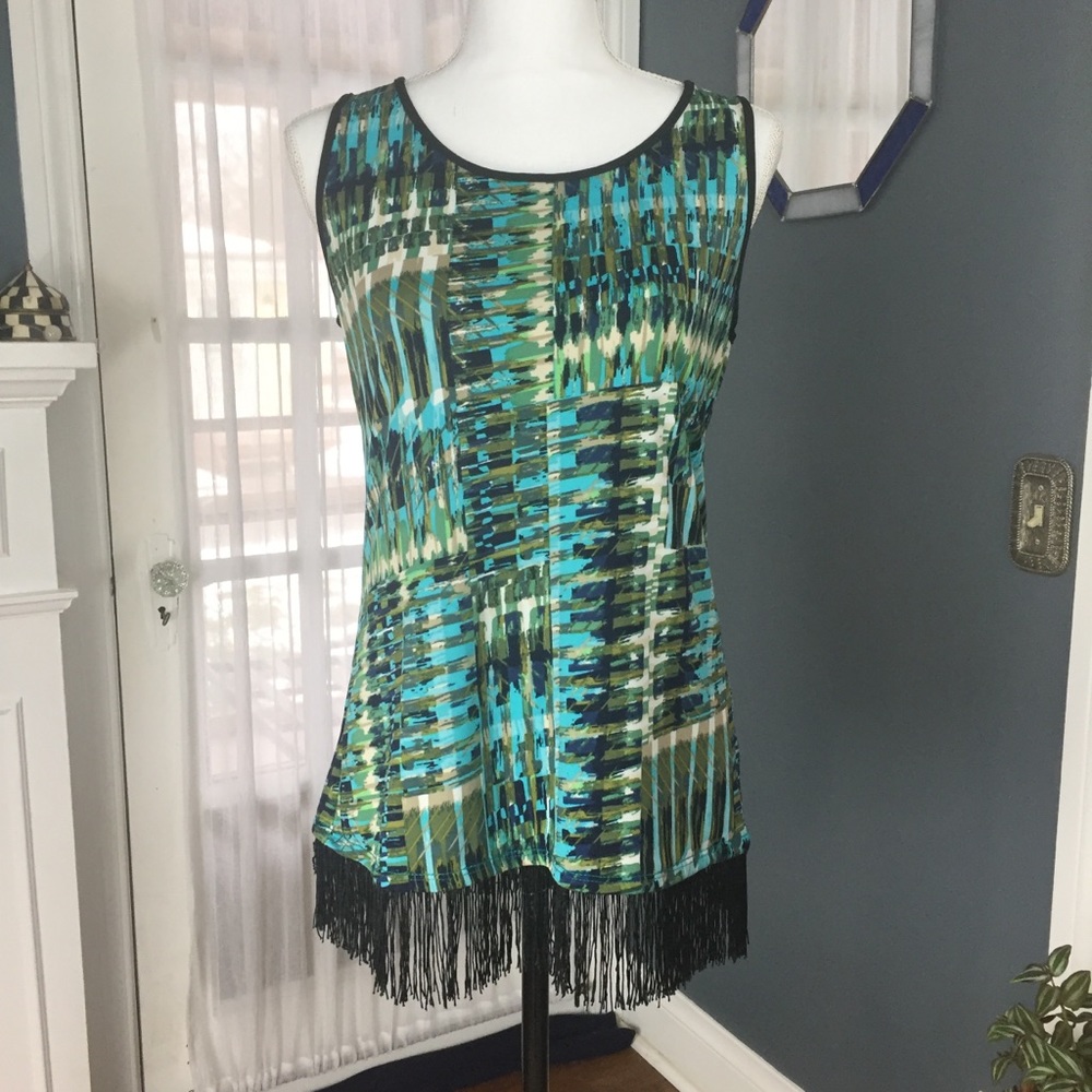 Notations Fringe Sleeveless Tank